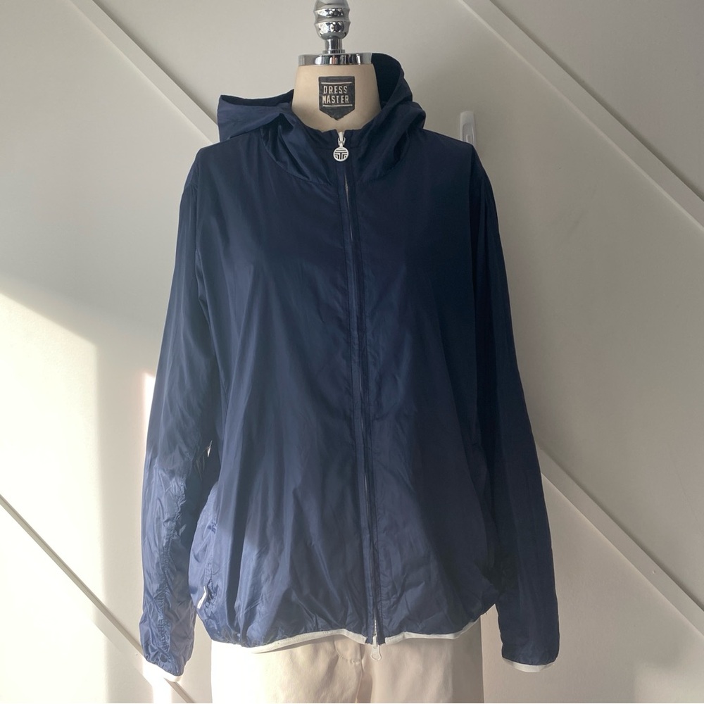 Tory Burch Sport Lightweight Hooded Jacket L Athleisure Tenniscore Travel Wear